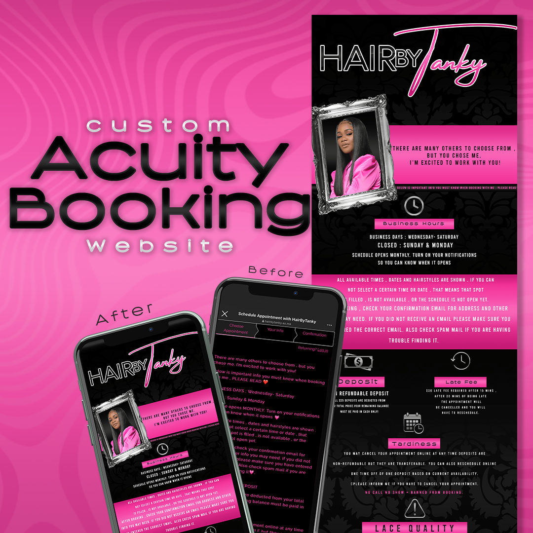 custom acuity booking site