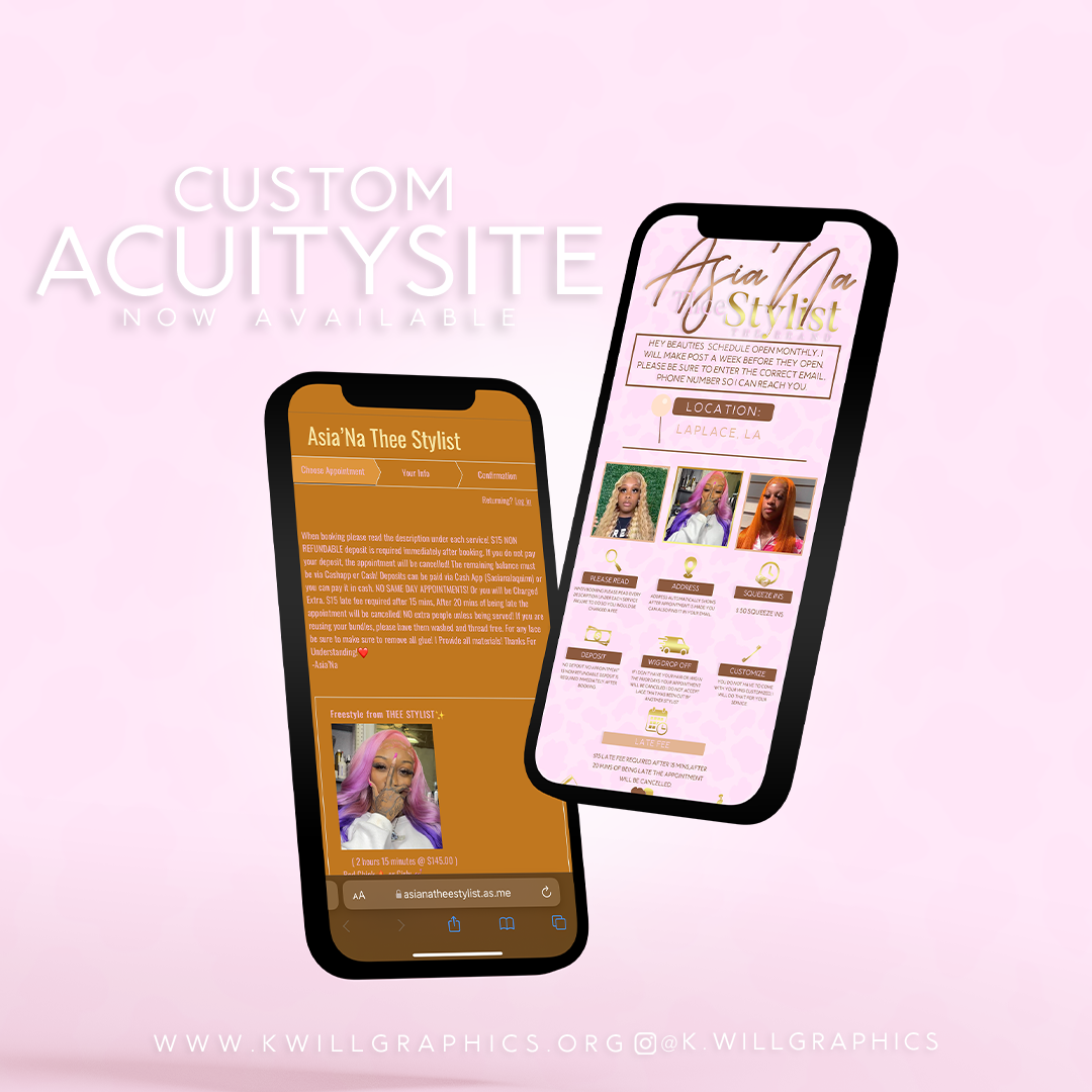 custom acuity booking site